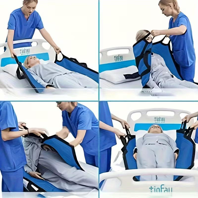 Positioning Bed Pad with 8 Reinforced Handles - Washable Waterproof Patient Transfer Sheet for Lifting, Turning & Repositioning Bedridden Elderly Patients