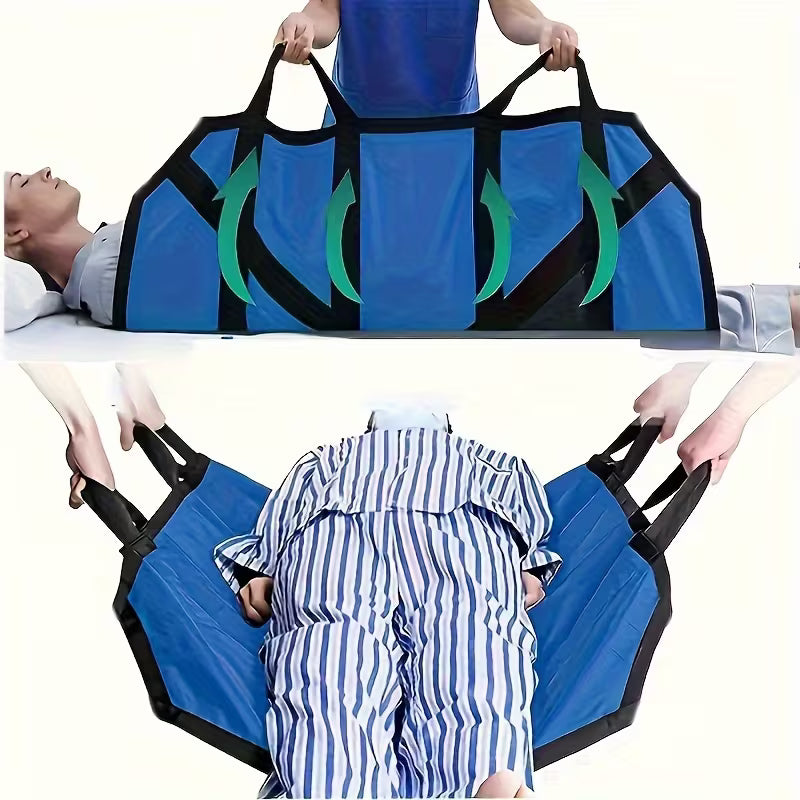 Positioning Bed Pad with 8 Reinforced Handles - Washable Waterproof Patient Transfer Sheet for Lifting, Turning & Repositioning Bedridden Elderly Patients